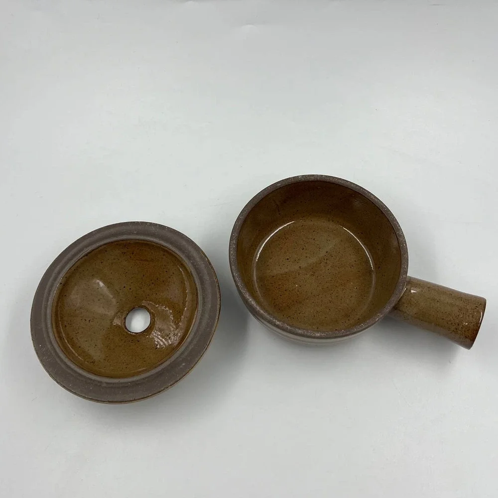 Vintage Ceramic Stoneware Pottery Small Casserole Soup Dish Earthy Small‎ Pot